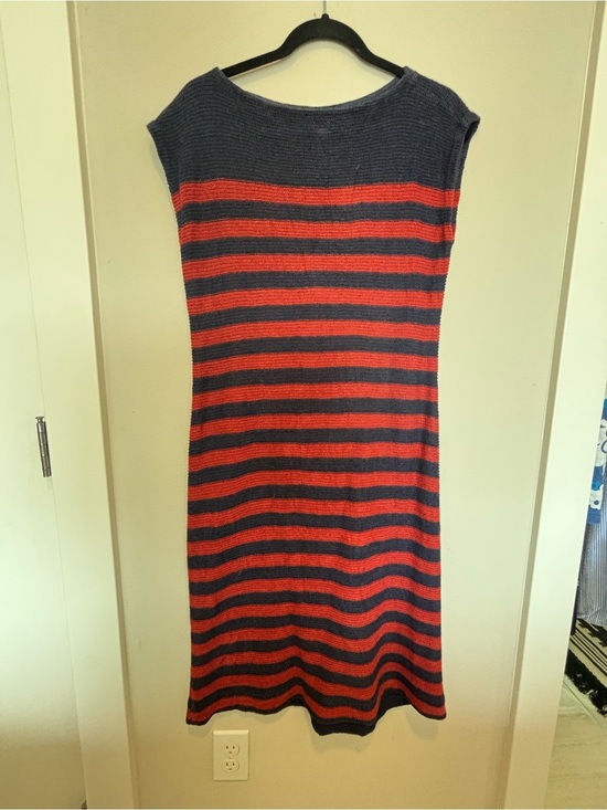 Lauren Ralph Lauren Dresses & Skirts - Lauren Ralph Lauren Navy and Red Linen Striped Knit Midi Dress